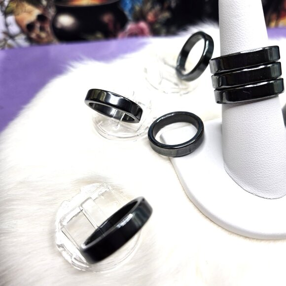 Hematite Gemstone Band Rings - Picture 5 of 5